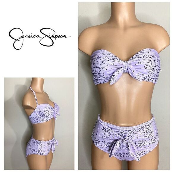 New. Jessica Simpson lavender bandanna bikini set. Medium. Retails $108. - Picture 1 of 13